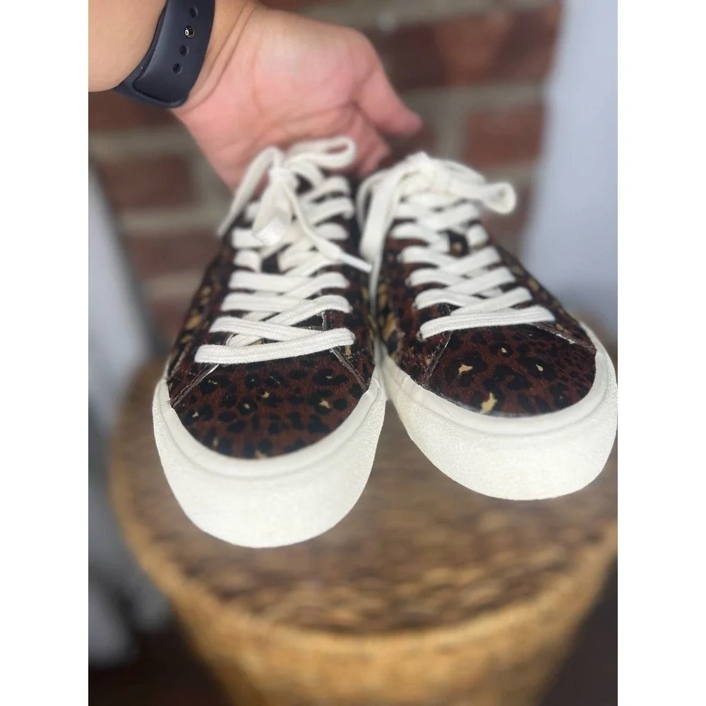 Madewell Sidewalk Calf Hair Leopard Cheetah Sneakers Women’s 7
